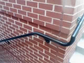 ADA steel wall railings . All pipe railings are made from 1 1/4 inch schedule 40 square or round steel pipe