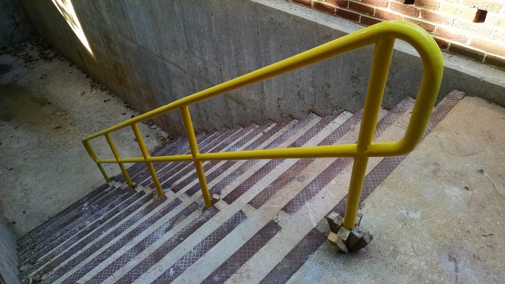 yellow color ADA steel stair handrail