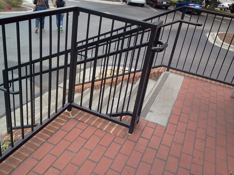 ADA square steel railings with ADA top ends and griprails.